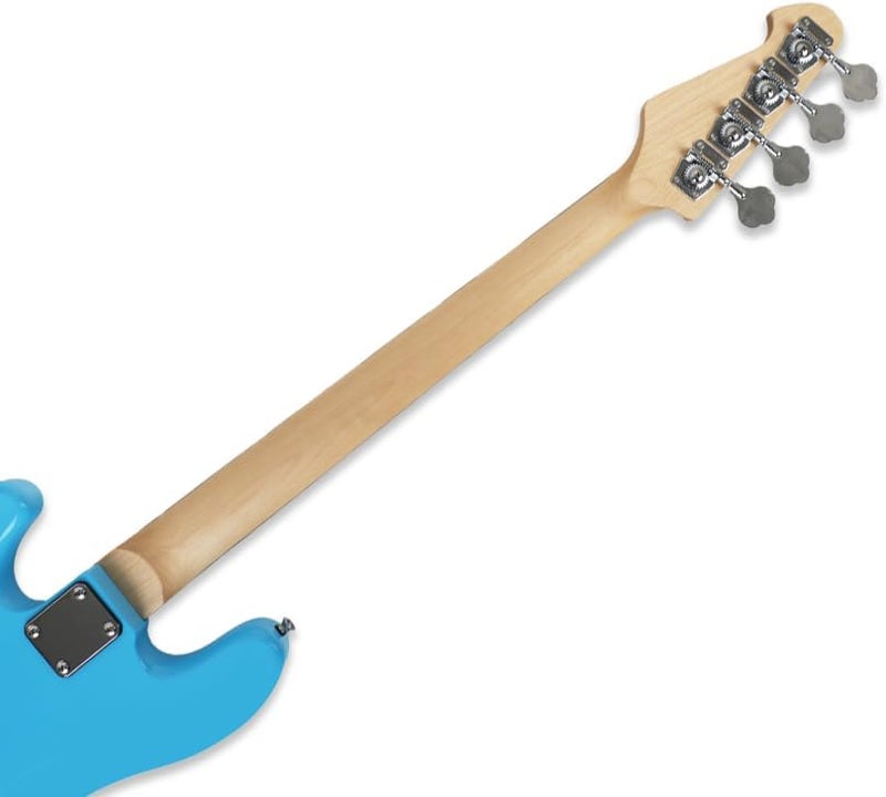 demusea electric P bass guitar full size standard 4strings glossy blue 34inch scale length maple neck phoenix body fixed bridge 1V 1T control for beginner starter practice party show(BLUE-YPB30) - Image 5